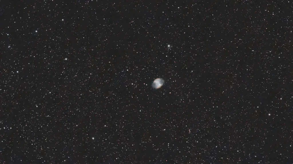 amateur astrophoto of the Dumbbell Nebula
