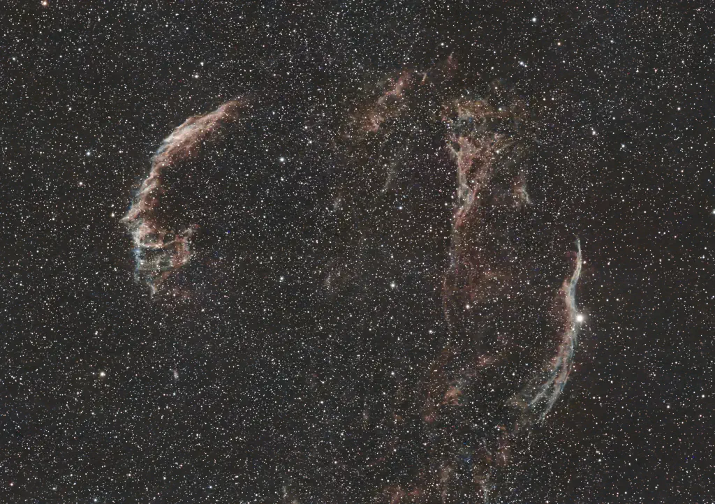 amateur astrophoto of the Veil Nebula