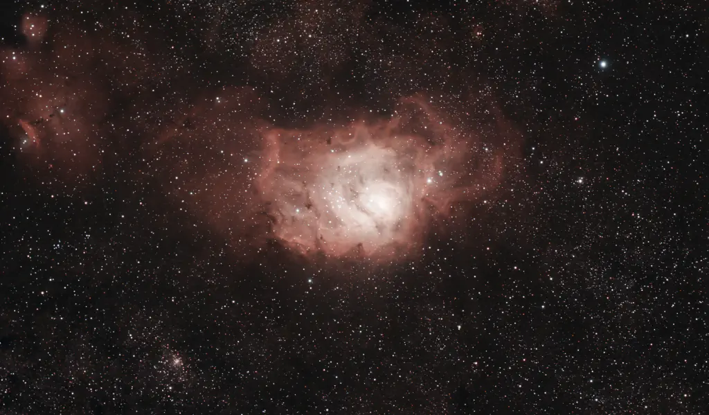 amateur astrophoto of the Lagoon Nebula
