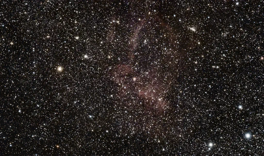 amateur astrophoto of the Lobster Claw Nebula