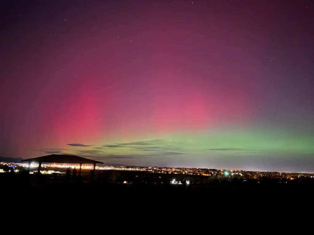 amateur photo of aurora over Louisville, Colorado