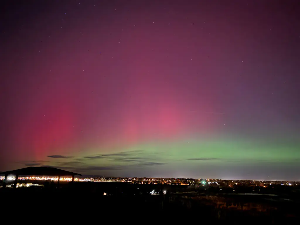 amateur photo of aurora over Louisville, Colorado