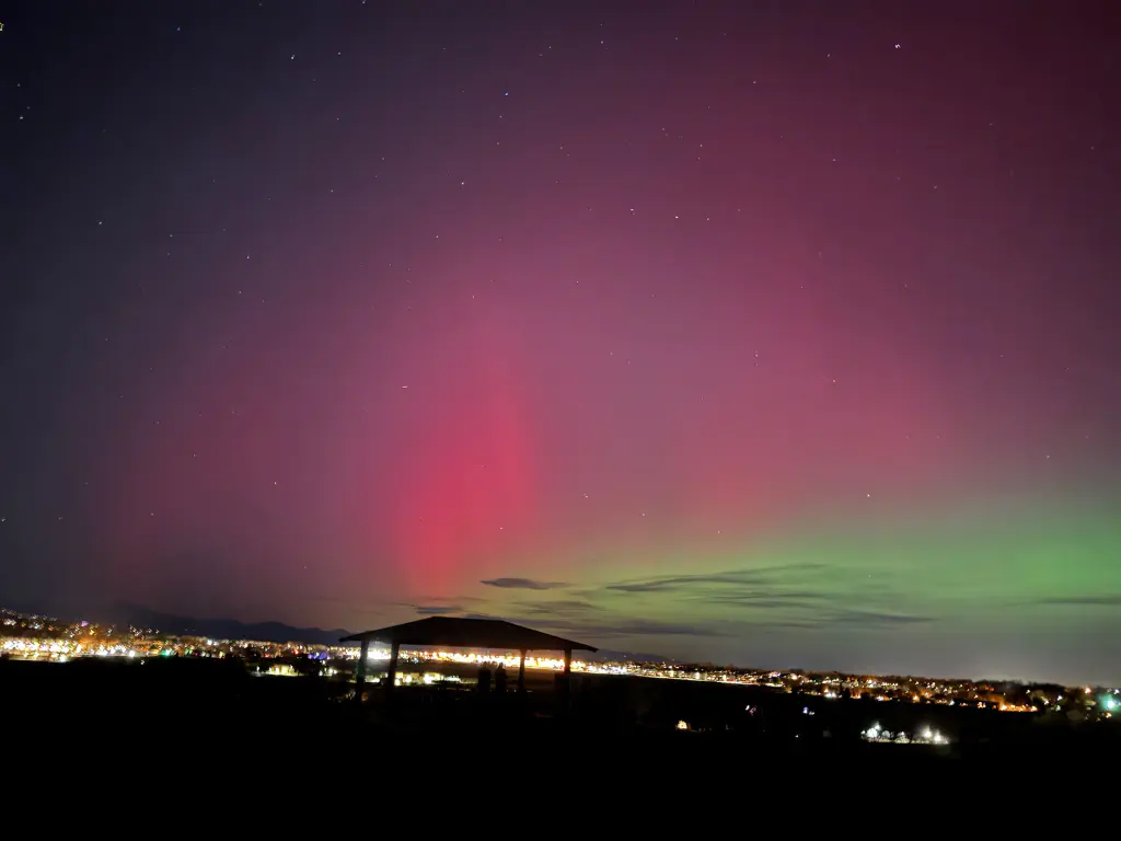 amateur photo of aurora over Louisville, Colorado